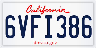 CA license plate 6VFI386