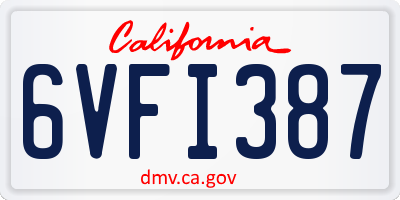 CA license plate 6VFI387