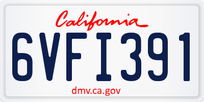 CA license plate 6VFI391