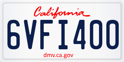 CA license plate 6VFI400