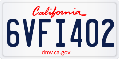 CA license plate 6VFI402