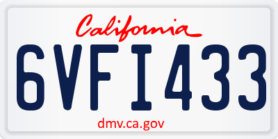 CA license plate 6VFI433