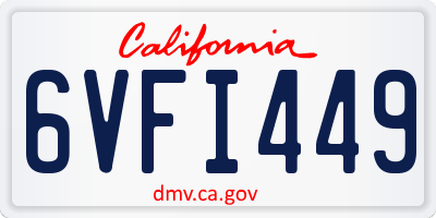 CA license plate 6VFI449