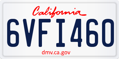 CA license plate 6VFI460