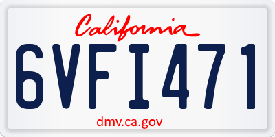 CA license plate 6VFI471