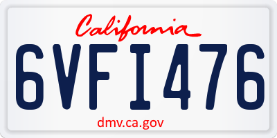 CA license plate 6VFI476