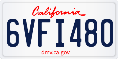 CA license plate 6VFI480