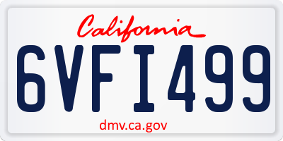 CA license plate 6VFI499