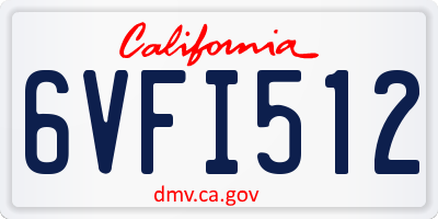 CA license plate 6VFI512