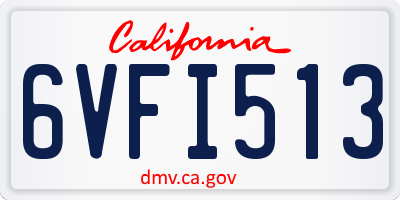CA license plate 6VFI513