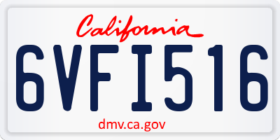 CA license plate 6VFI516