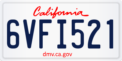 CA license plate 6VFI521