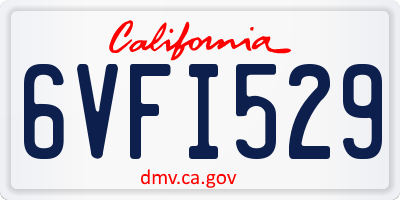 CA license plate 6VFI529