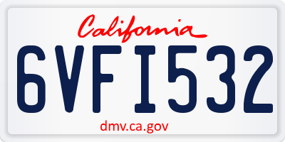 CA license plate 6VFI532
