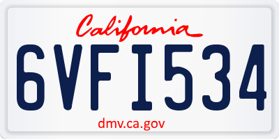CA license plate 6VFI534