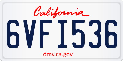 CA license plate 6VFI536