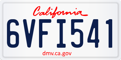 CA license plate 6VFI541