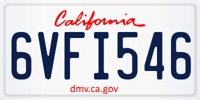 CA license plate 6VFI546