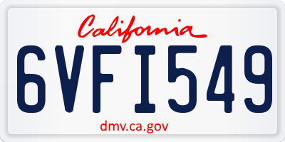 CA license plate 6VFI549
