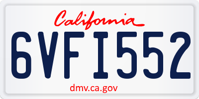 CA license plate 6VFI552
