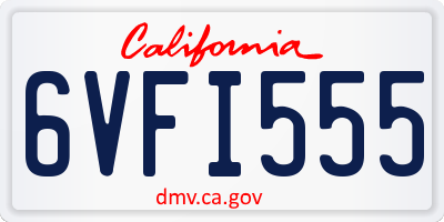 CA license plate 6VFI555