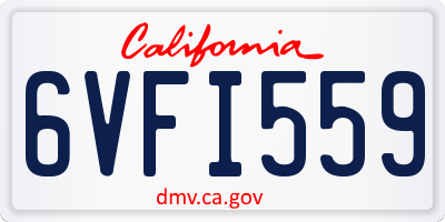 CA license plate 6VFI559