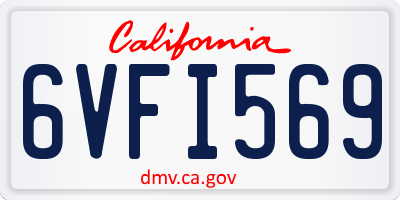 CA license plate 6VFI569