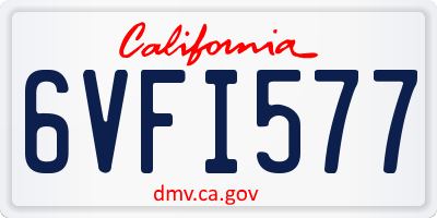 CA license plate 6VFI577