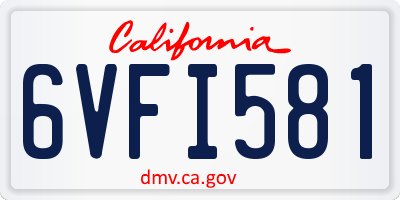 CA license plate 6VFI581