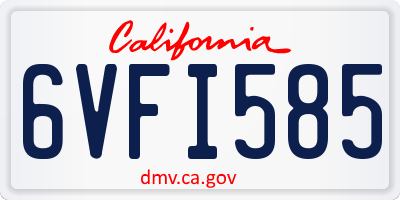 CA license plate 6VFI585