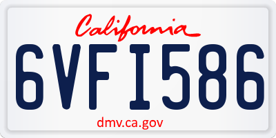 CA license plate 6VFI586