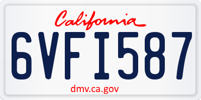 CA license plate 6VFI587