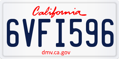 CA license plate 6VFI596