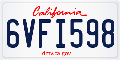 CA license plate 6VFI598