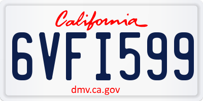 CA license plate 6VFI599