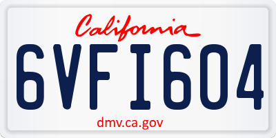 CA license plate 6VFI604