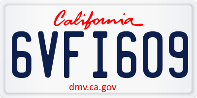 CA license plate 6VFI609