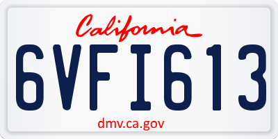 CA license plate 6VFI613