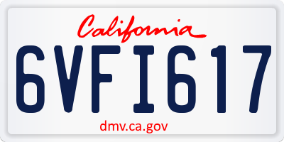 CA license plate 6VFI617