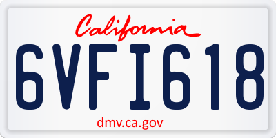 CA license plate 6VFI618