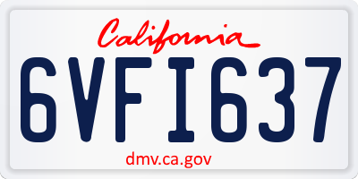 CA license plate 6VFI637