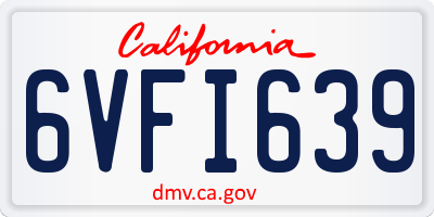 CA license plate 6VFI639