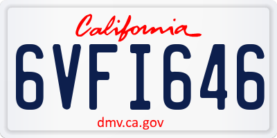 CA license plate 6VFI646