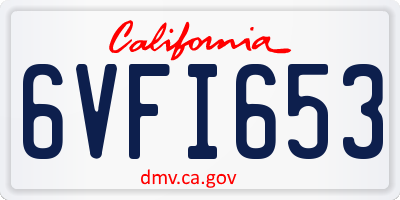 CA license plate 6VFI653