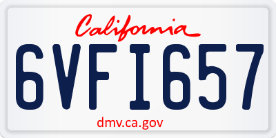 CA license plate 6VFI657