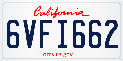 CA license plate 6VFI662