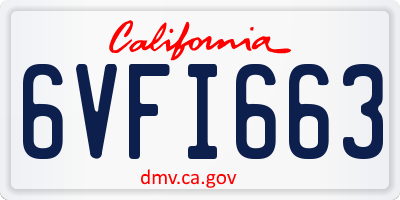 CA license plate 6VFI663