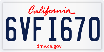 CA license plate 6VFI670