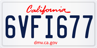 CA license plate 6VFI677