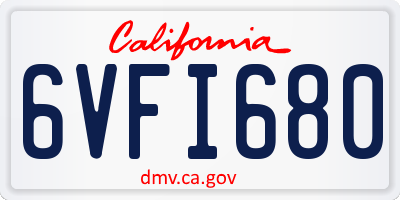 CA license plate 6VFI680
